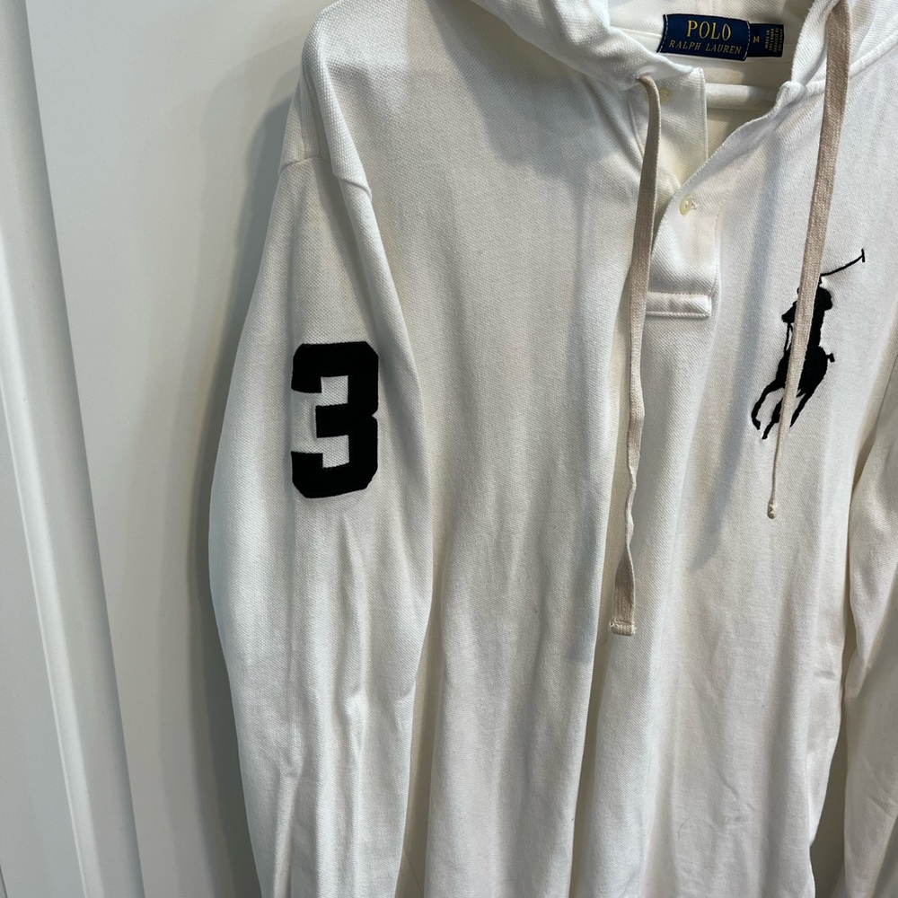 Polo Ralph Lauren White Long Sleeve Hooded Polo